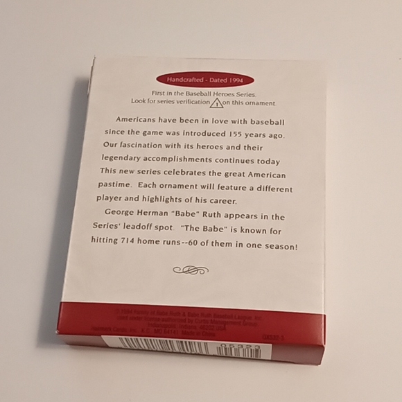 Hallmark Keepsake Baseball Heroes Babe Ruth ornament - Picture 2 of 3